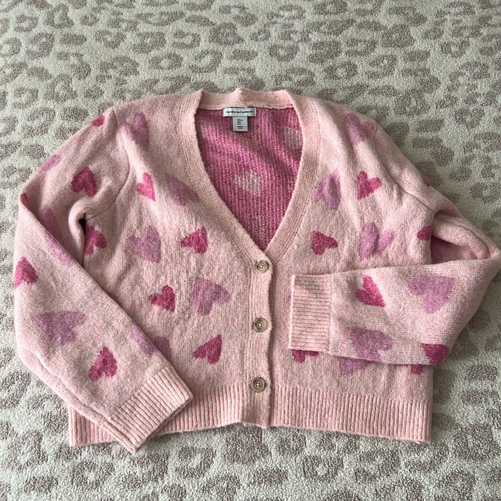 cupcakes & cashmere Pink Heart Sweater